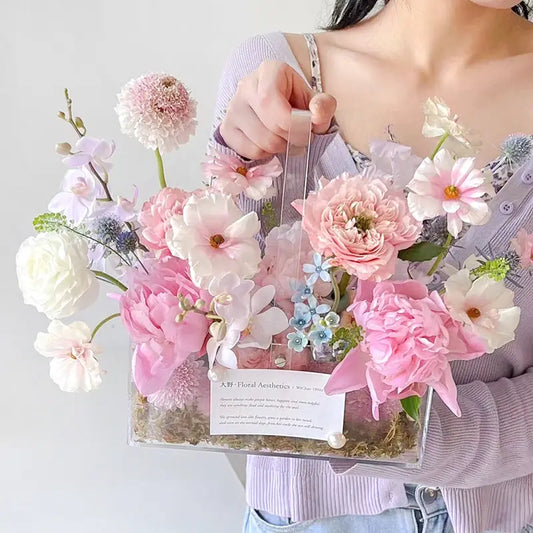 Clear Acrylic Flower Display Gift Basket