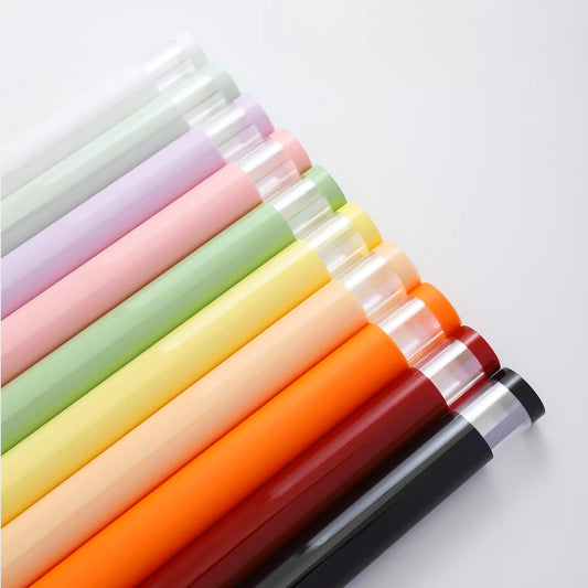 Solid Color & Transparent Border Flower Wrapping Paper (20pcs/bag)