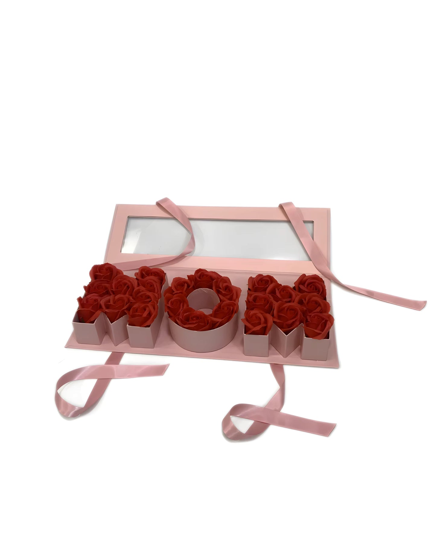 Fillable MOM Letters Flower Gift Box with Clear Lid