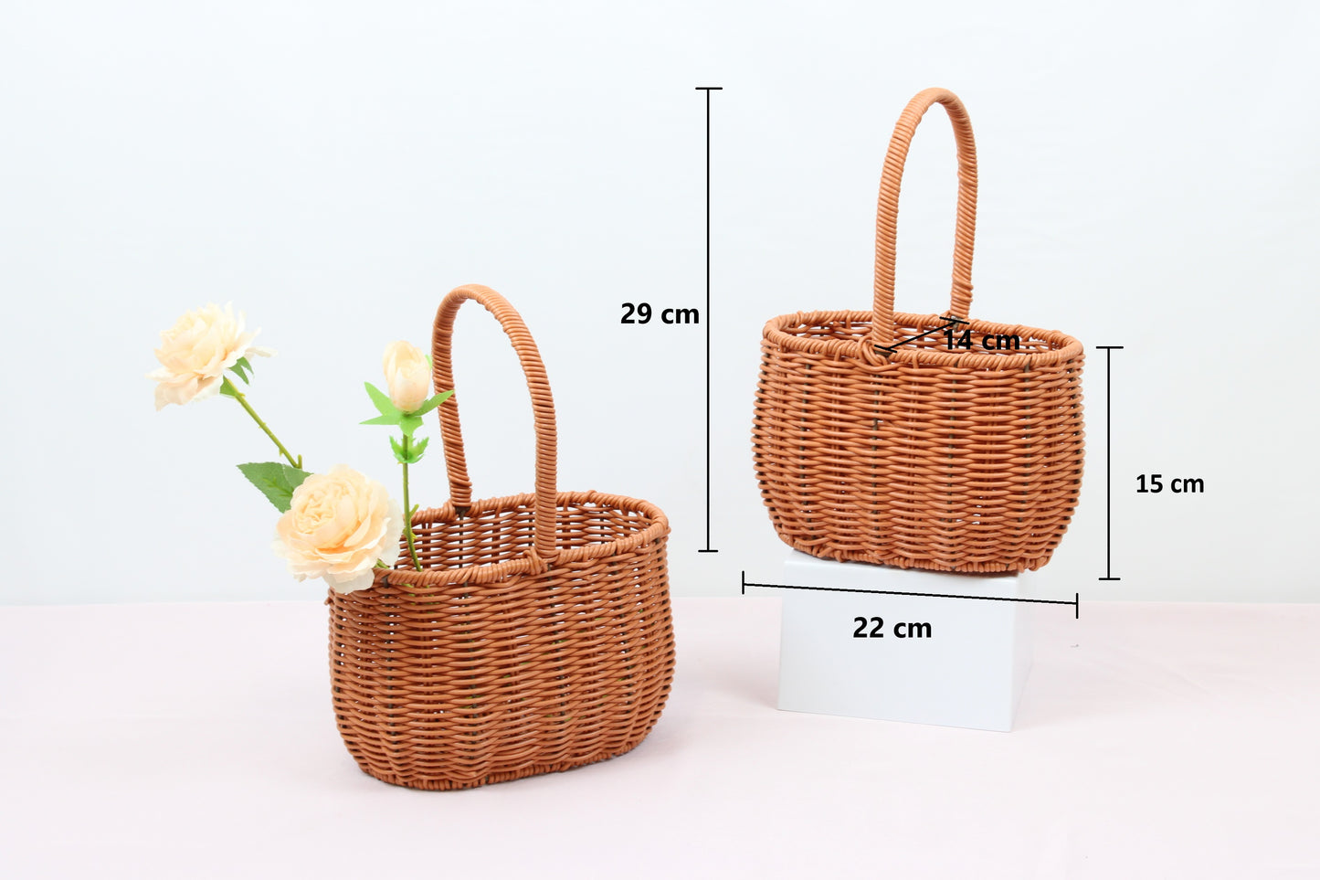 Cute straw basket for carrying blooms, gifts, or daily essentials.