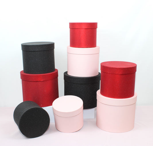 Shiny Round Flower Hat Box with Lid
