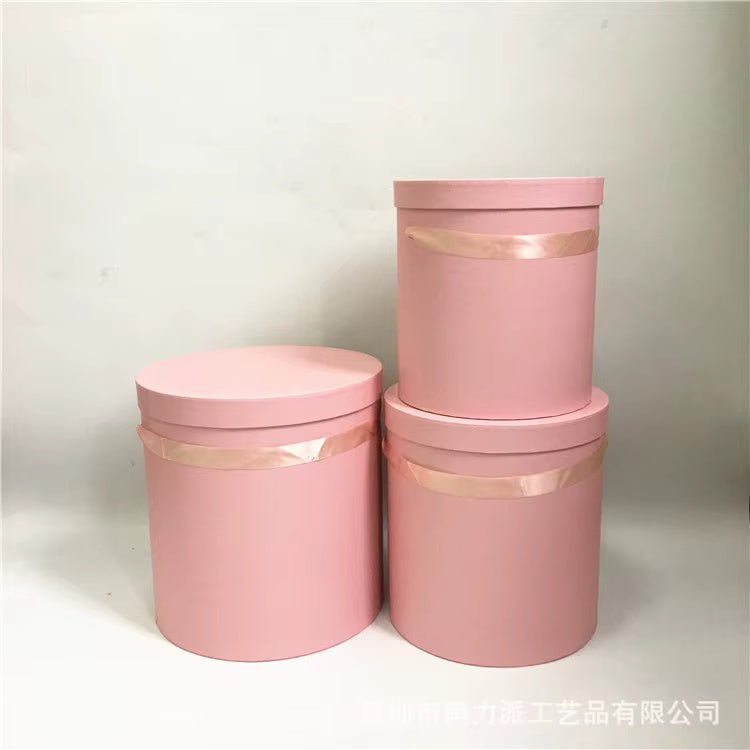 Extra Large Simple Cylinder Round Flower Gift Box with Handle - Elegant Supply