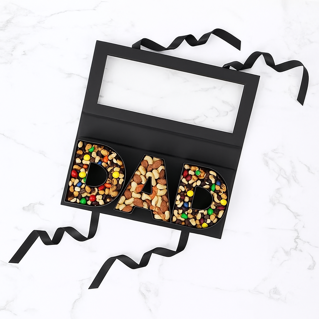 Fillable DAD Letters Flower Gift Box with Clear Lid
