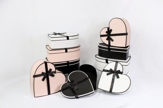 French Inspired Heart Shape Flower Gift Box with Ribbon