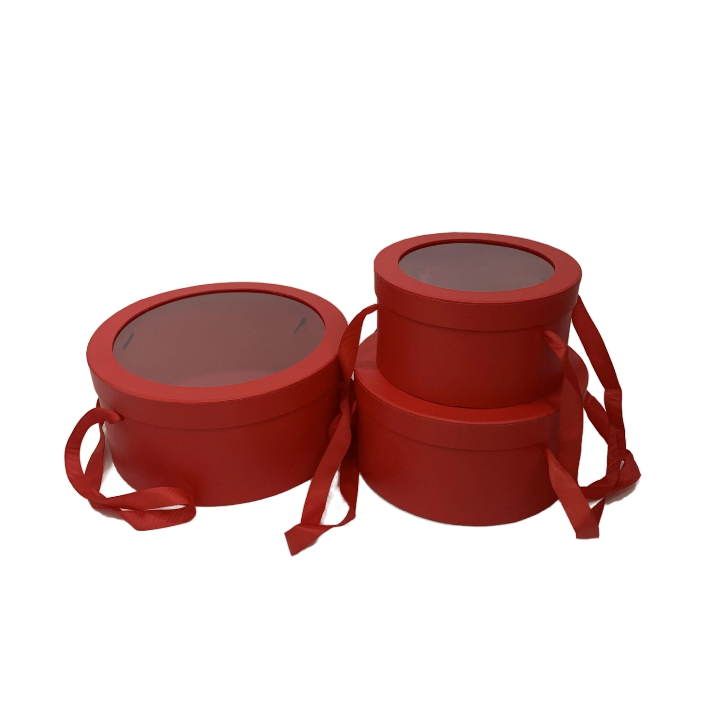 Round Gift Box with Clear Lid and Handle - Elegant Supply