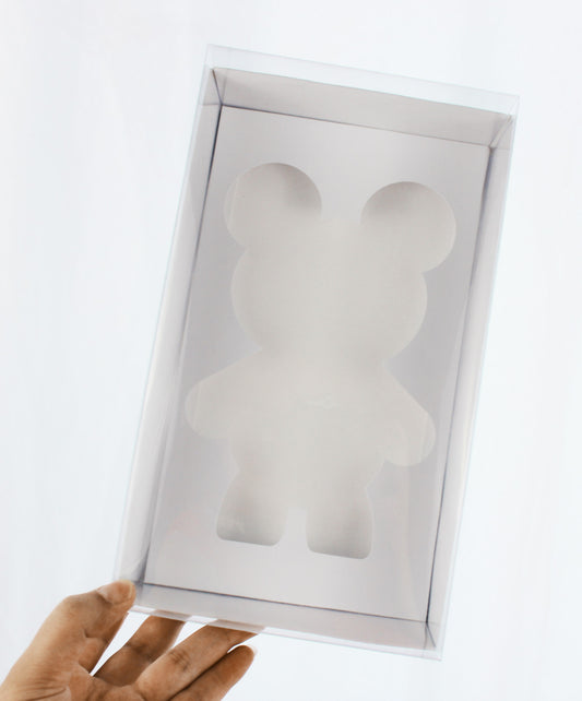 White Smash Bear Box with Clear Lid