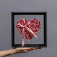 Acrylic heart shadow box 30x30x12cm with black heart insert, for roses, flowers, or gifts.