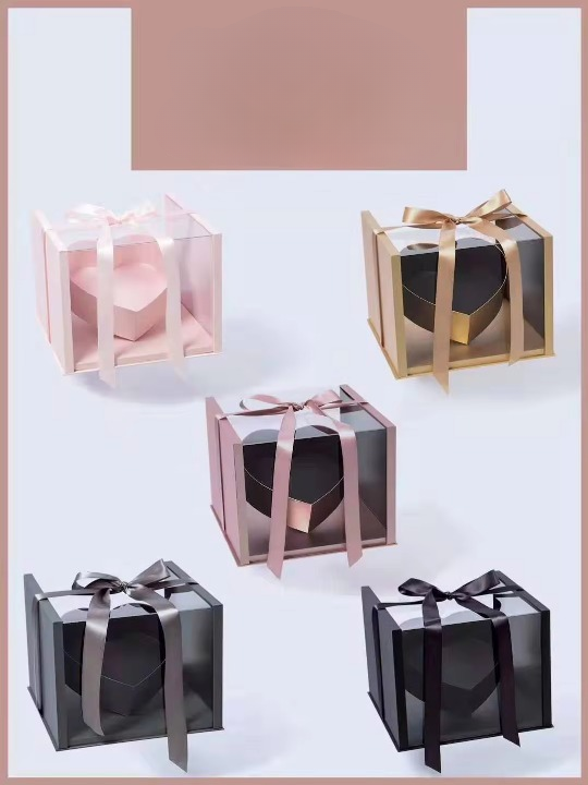 PRE-ORDER ONLY - Tilted Heart in a Clear Cube Flower Gift Box