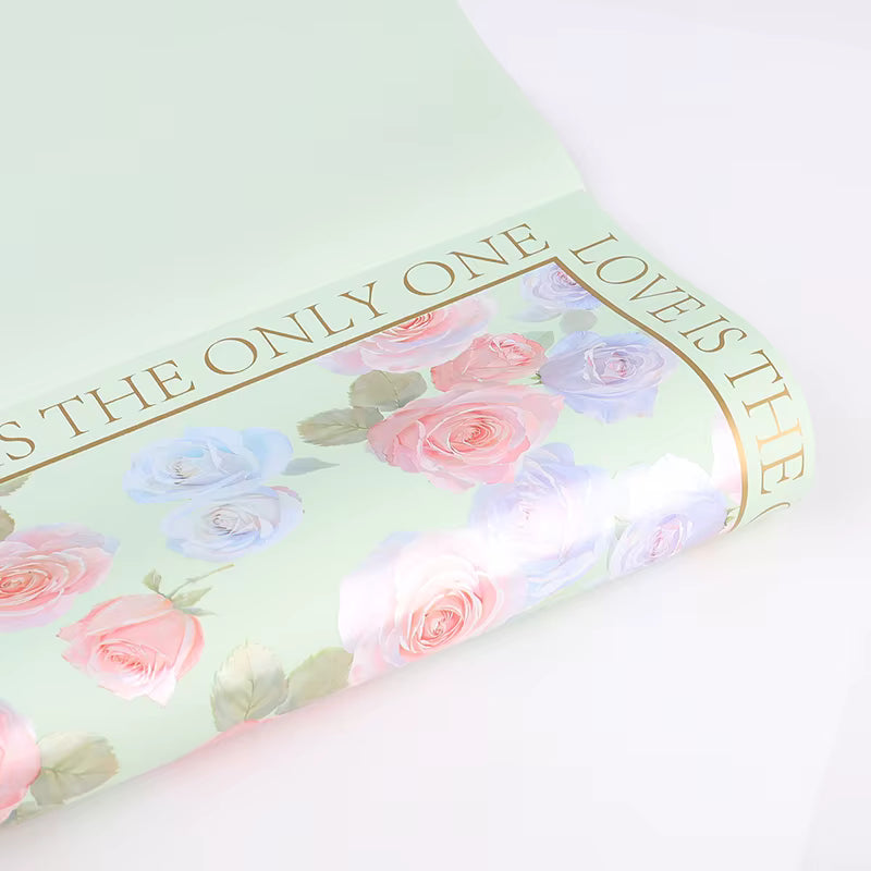 Mint green neon rose flower wrap with glossy pearl finish