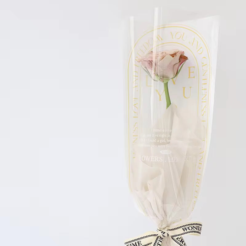 PRE-ORDER ONLY - Vintage Single Flower Plastic Sleeve For Flower Wrapping (20pcs/bag)