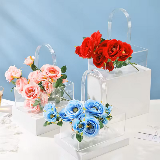 Clear Acrylic Flower Display Gift Basket