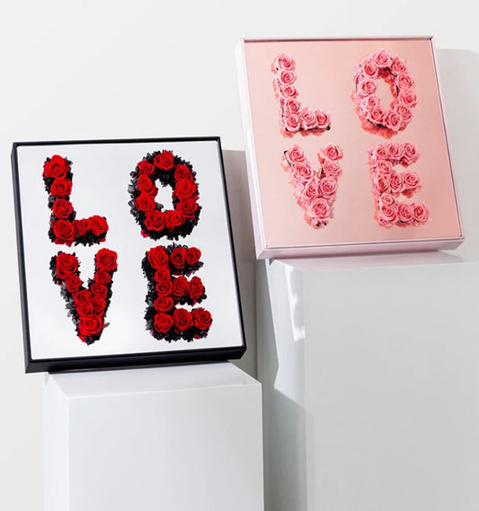 Acrylic LOVE Letter Mirror flower box with foam and liner