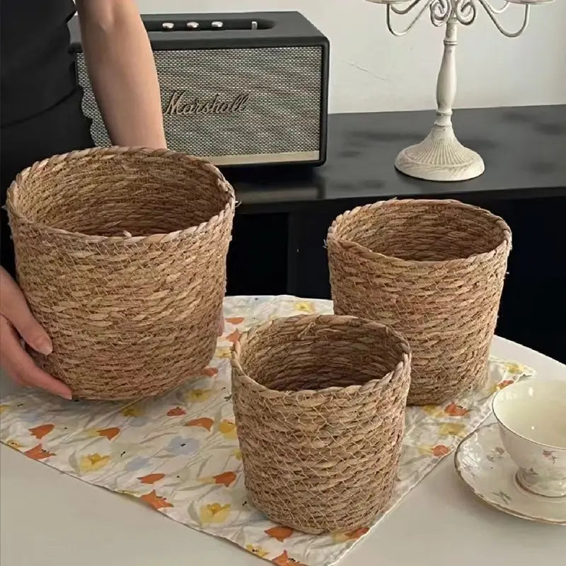 Grass Woven Flower Basket / Bucket
