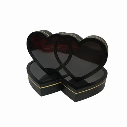 Large Double Heart Flower Gift Box with Clear Lid