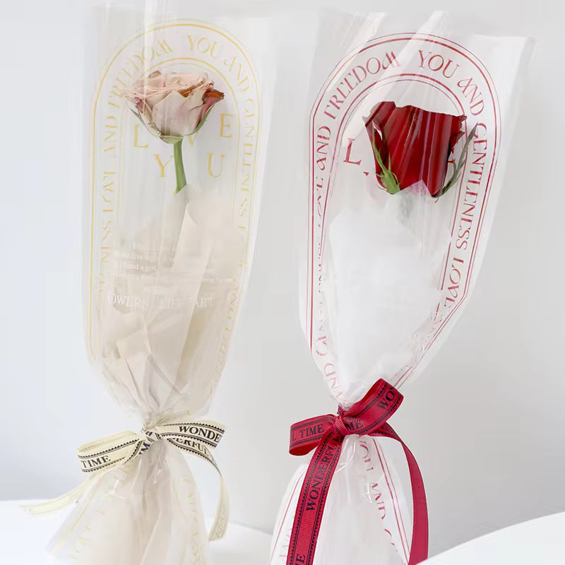 PRE-ORDER ONLY - Vintage Single Flower Plastic Sleeve For Flower Wrapping (20pcs/bag)