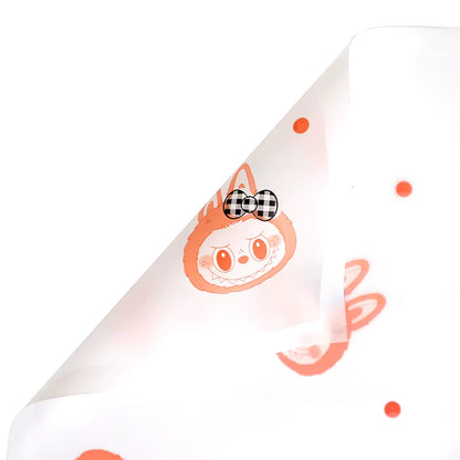 Labubu-inspired gift wrapping paper in vibrant colors