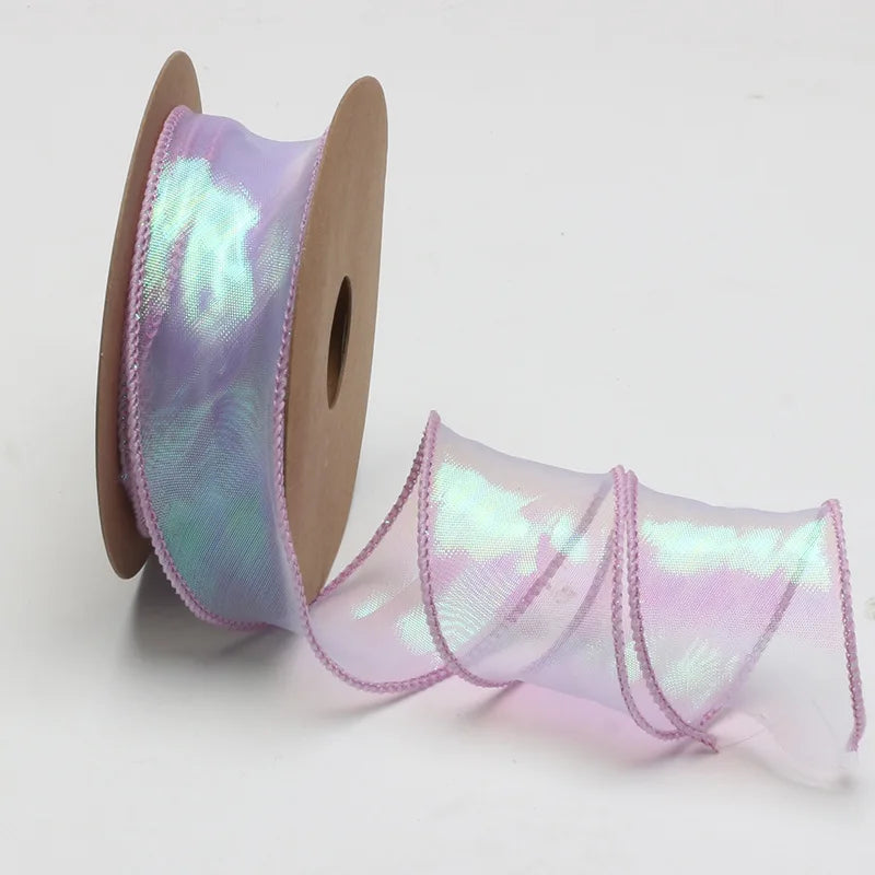 Shiny Mesh Silk Ribbon Roll For Flower Bouquet & Gift Wrapping For
