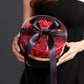 Black acrylic round gift box with satin ribbon for flowers