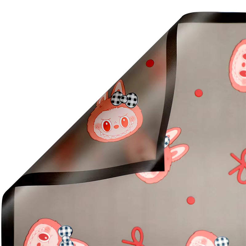 Trendy waterproof floral wrap with cute Labubu artwork