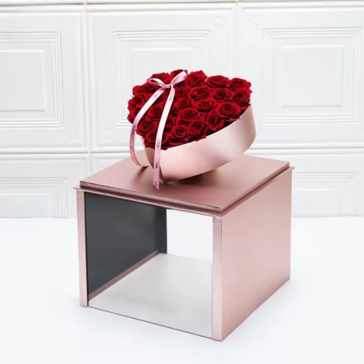 PRE-ORDER ONLY - Tilted Heart in a Clear Cube Flower Gift Box