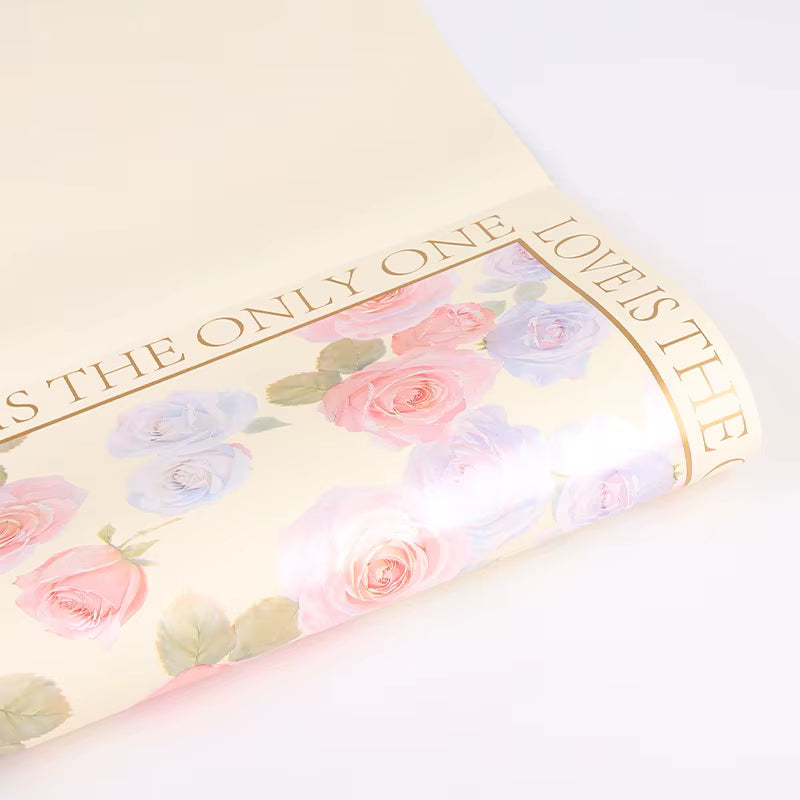 Neon rose pearlescent waterproof flower wrapping paper in cream yellow