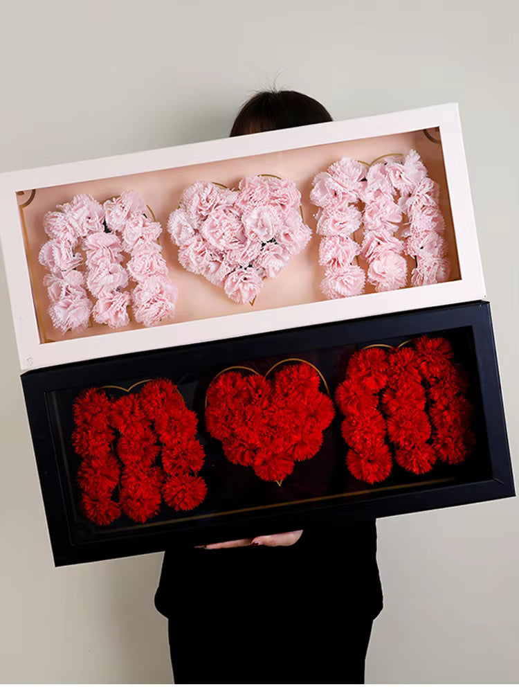 Foldable MOM Flower Box with Clear Lid, Foam and Liner