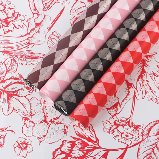 Checked Vintage Flower Wrapping Paper