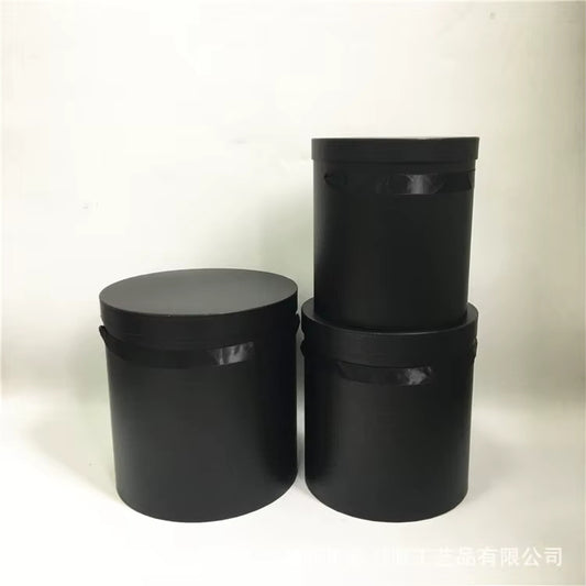 Extra Large Simple Cylinder Round Flower Gift Box with Handle