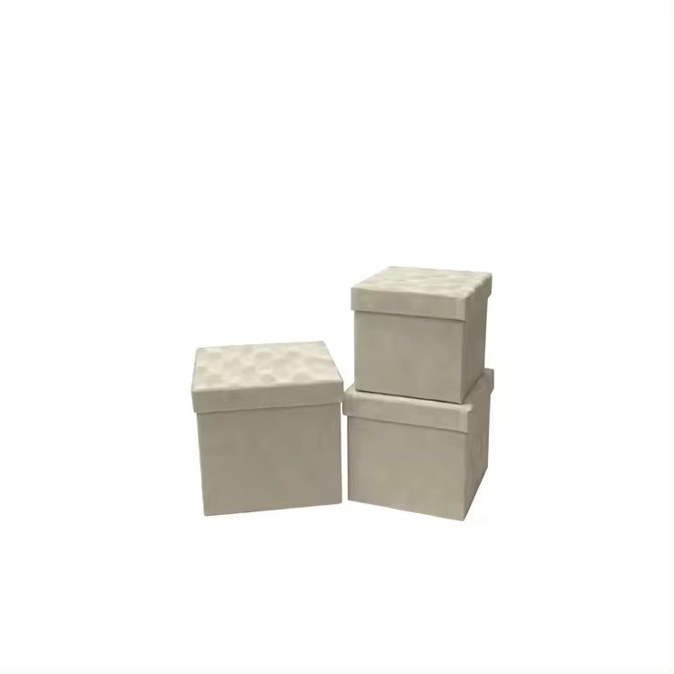 PRE-ORDER ONLY - Velvet Cube Square Flower Hat Box with Lid