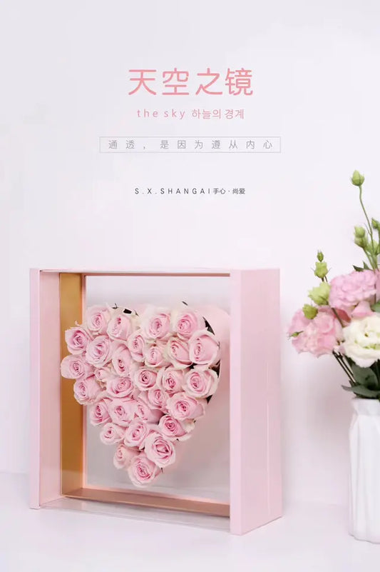 Acrylic Square Heart Frame Flower Gift Box