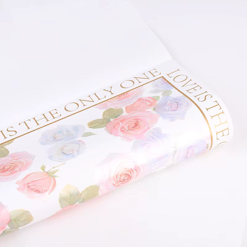 Snow white rose print wrapping paper for flower arrangements