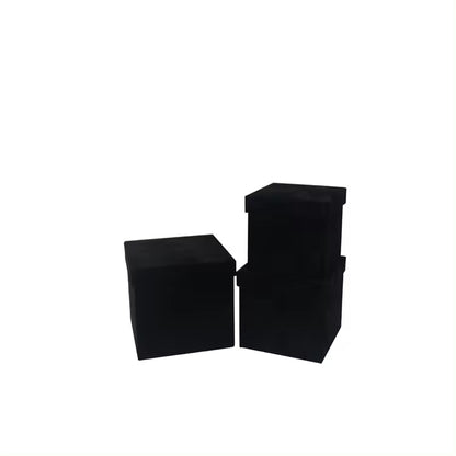 PRE-ORDER ONLY - Velvet Cube Square Flower Hat Box with Lid