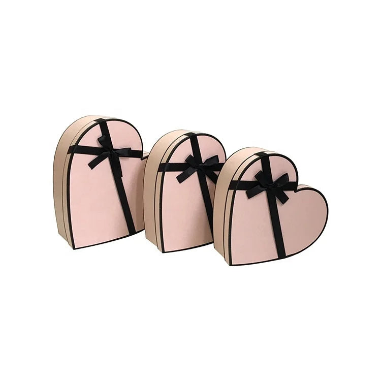 French Inspired Heart Shape Flower Gift Box with Ribbon