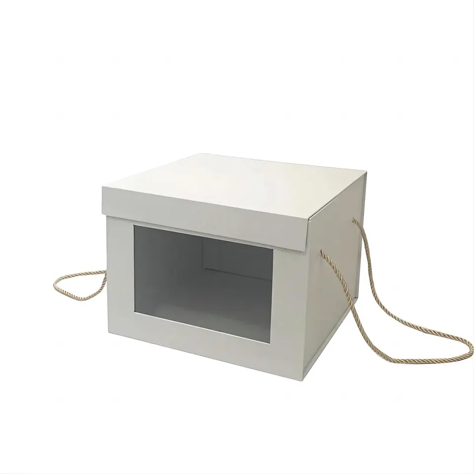 Foldable Cube Flower Gift Box with Window and Handle