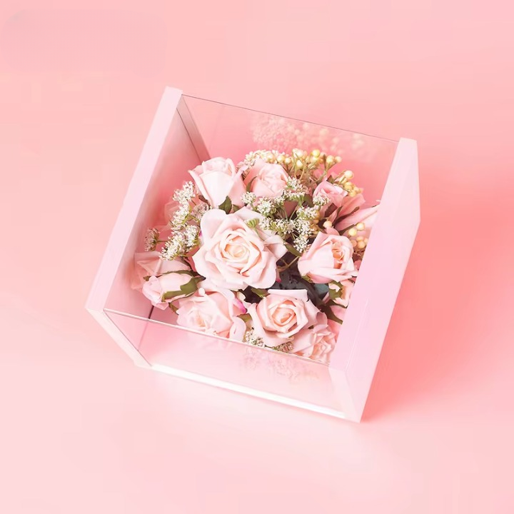 PRE-ORDER ONLY  - Square Acrylic Flower Gift Box For Preserved Rose Flowers