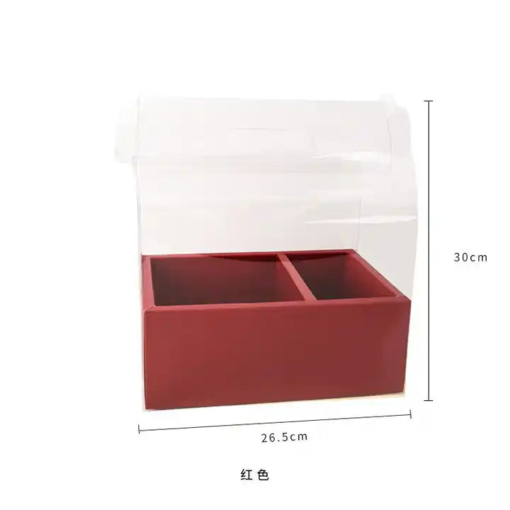 Transparent Flower Gift Box with Handle