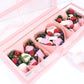 Pink Mother's Day Flower Gift Box  showcasing chocolate strawberries for Mother's Day.