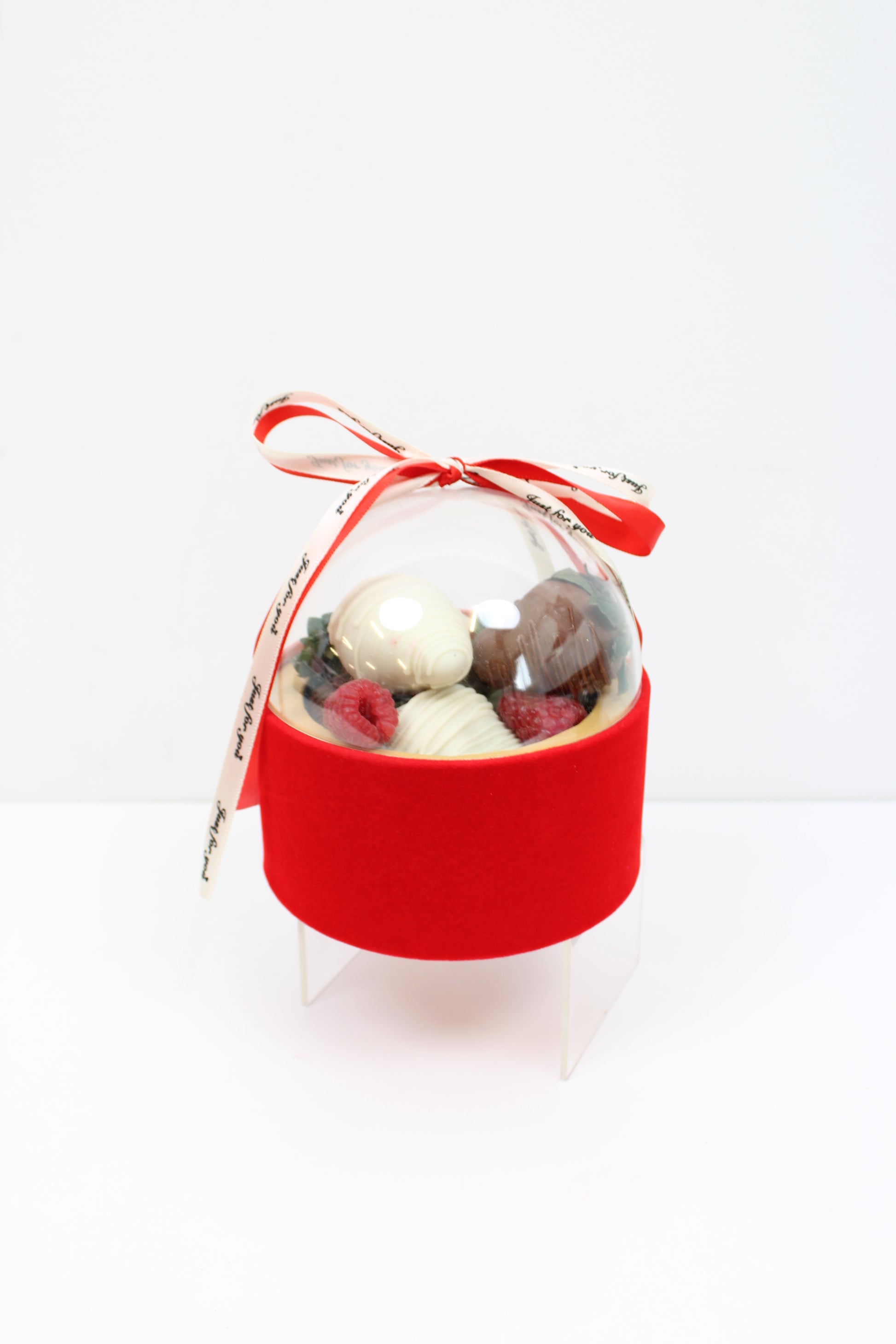 Round Globe Clear Top Flower Gift Box with Ribbon