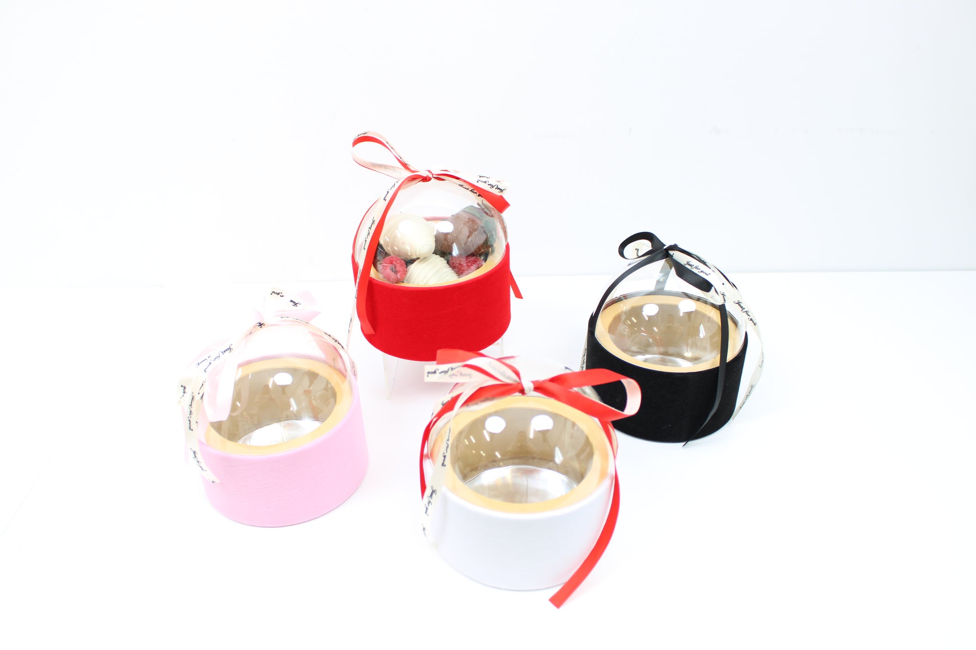 Round Globe Clear Top Flower Gift Box with Ribbon