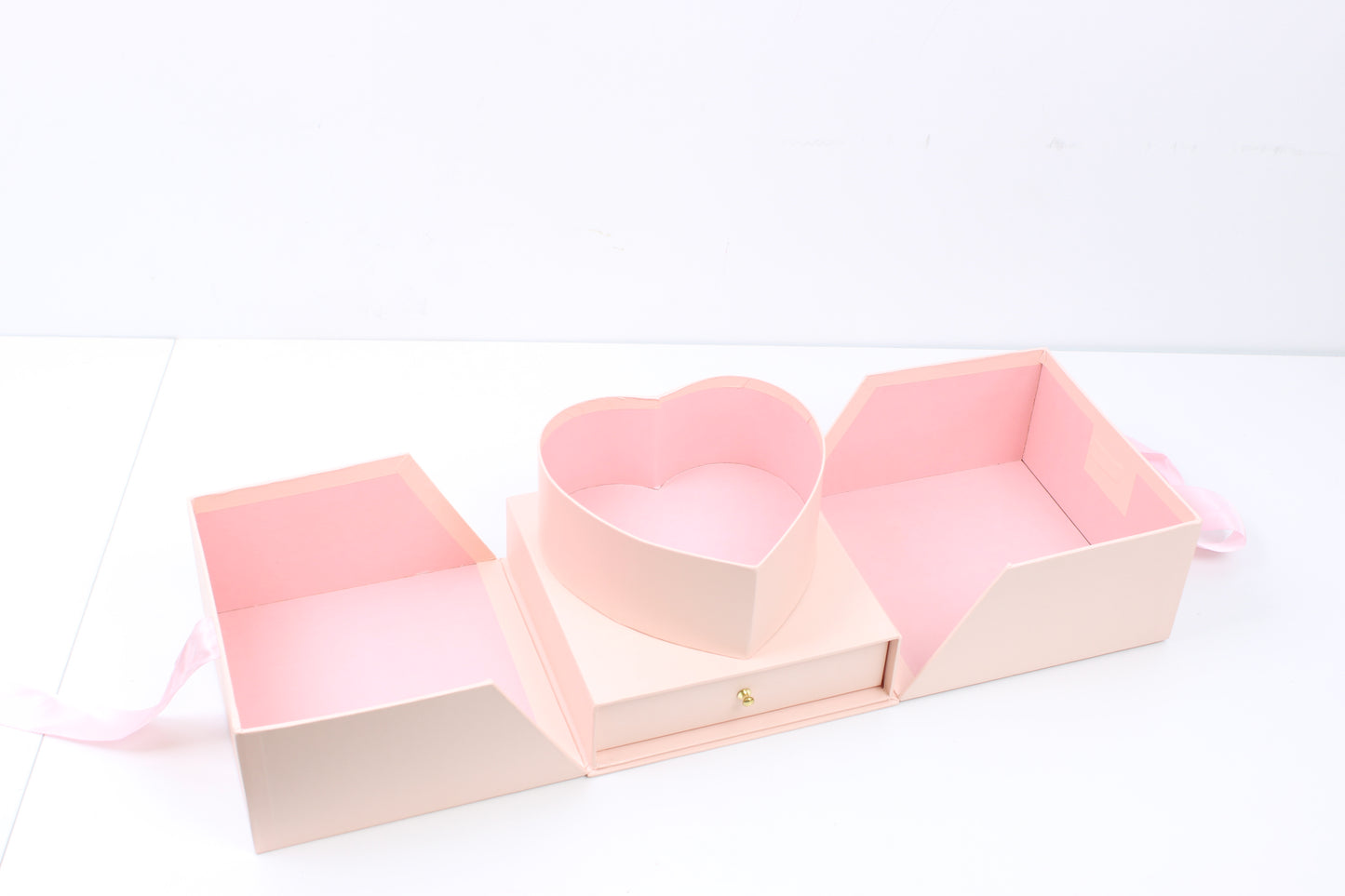 Surprise Cube Flower Box with Heart Insert, Drawer and Ribbon