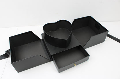 Surprise Cube Flower Box with Heart Insert, Drawer and Ribbon