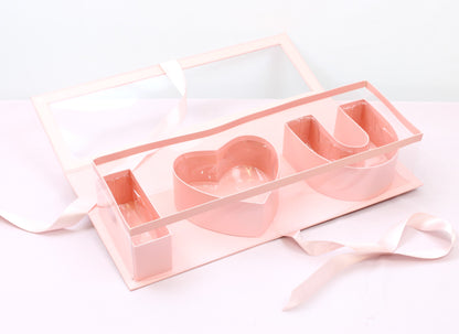 Fillable I love you Flower Gift Box with Clear Lid