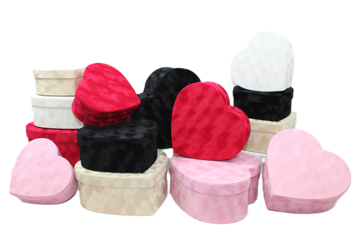 Chic Velvet Heart Flower Box with Lid