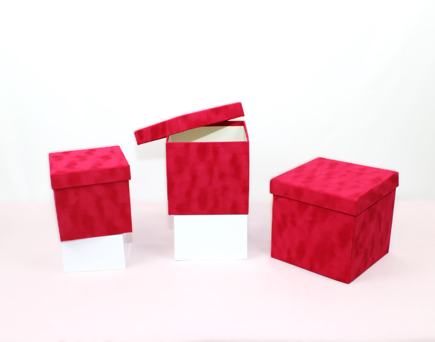 Velvet Cube Square Flower Hat Box with Lid