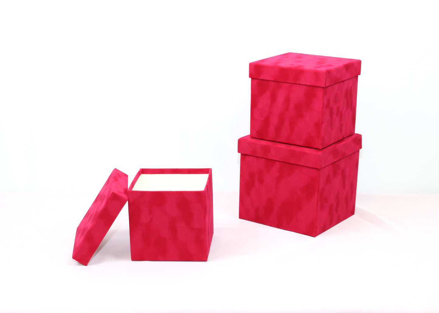 Velvet Cube Square Flower Hat Box with Lid