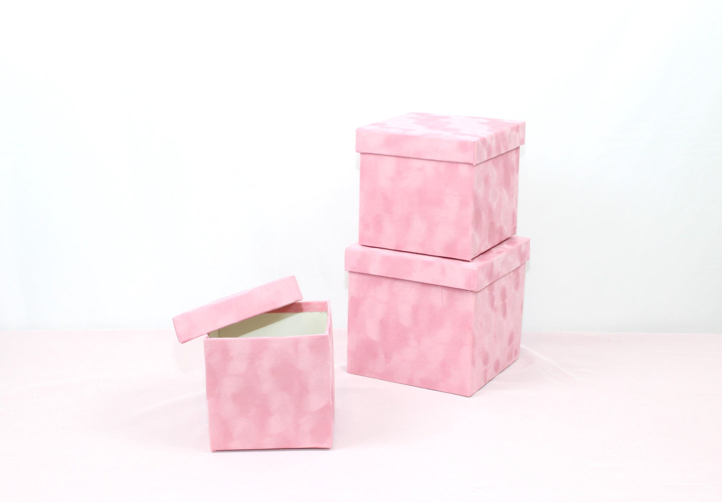 Velvet Cube Square Flower Hat Box with Lid