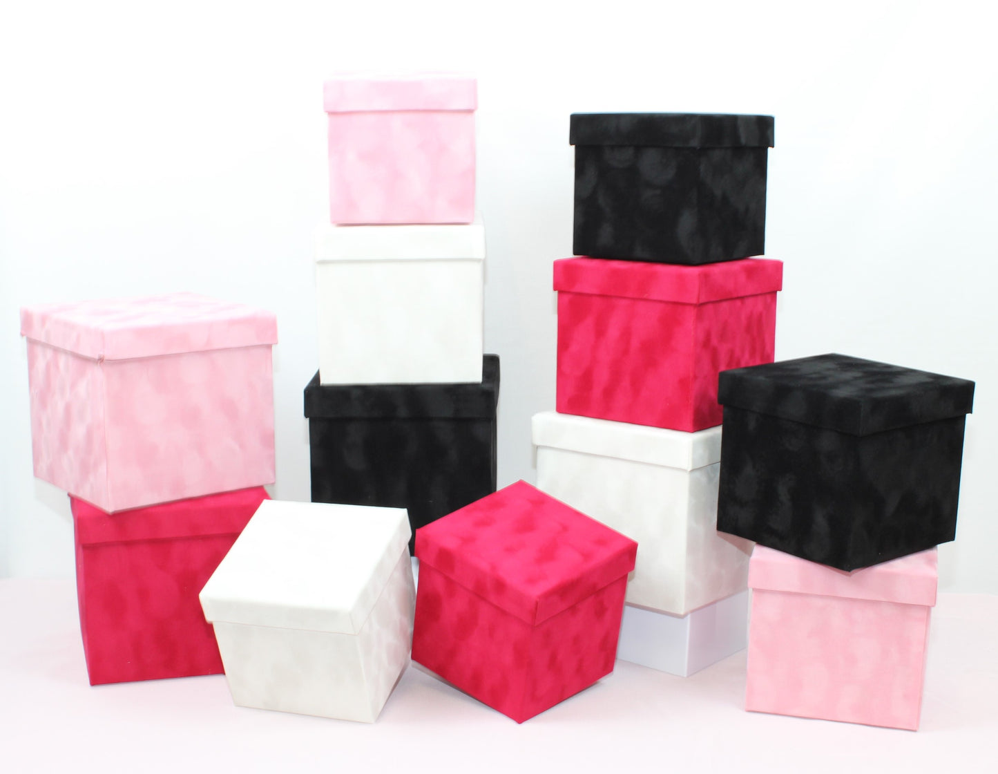 Velvet Cube Square Flower Hat Box with Lid