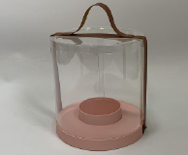 Clear PVC Cylinder Round Flower Box with Clear Lid and Handle