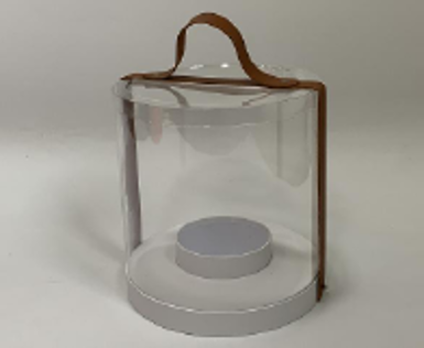 Clear PVC Cylinder Round Flower Box with Clear Lid and Handle