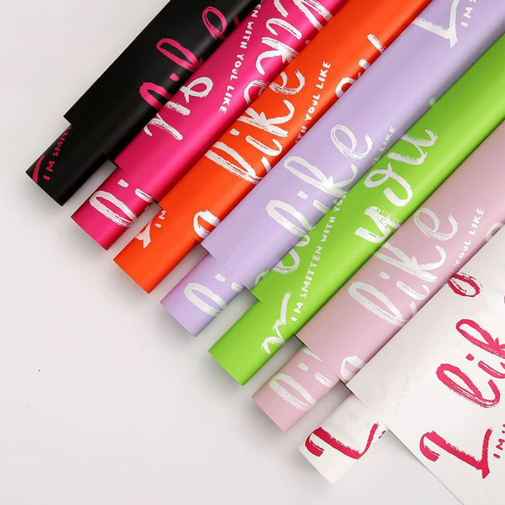 I like you Neon Colors Flower Wrapping Paper 